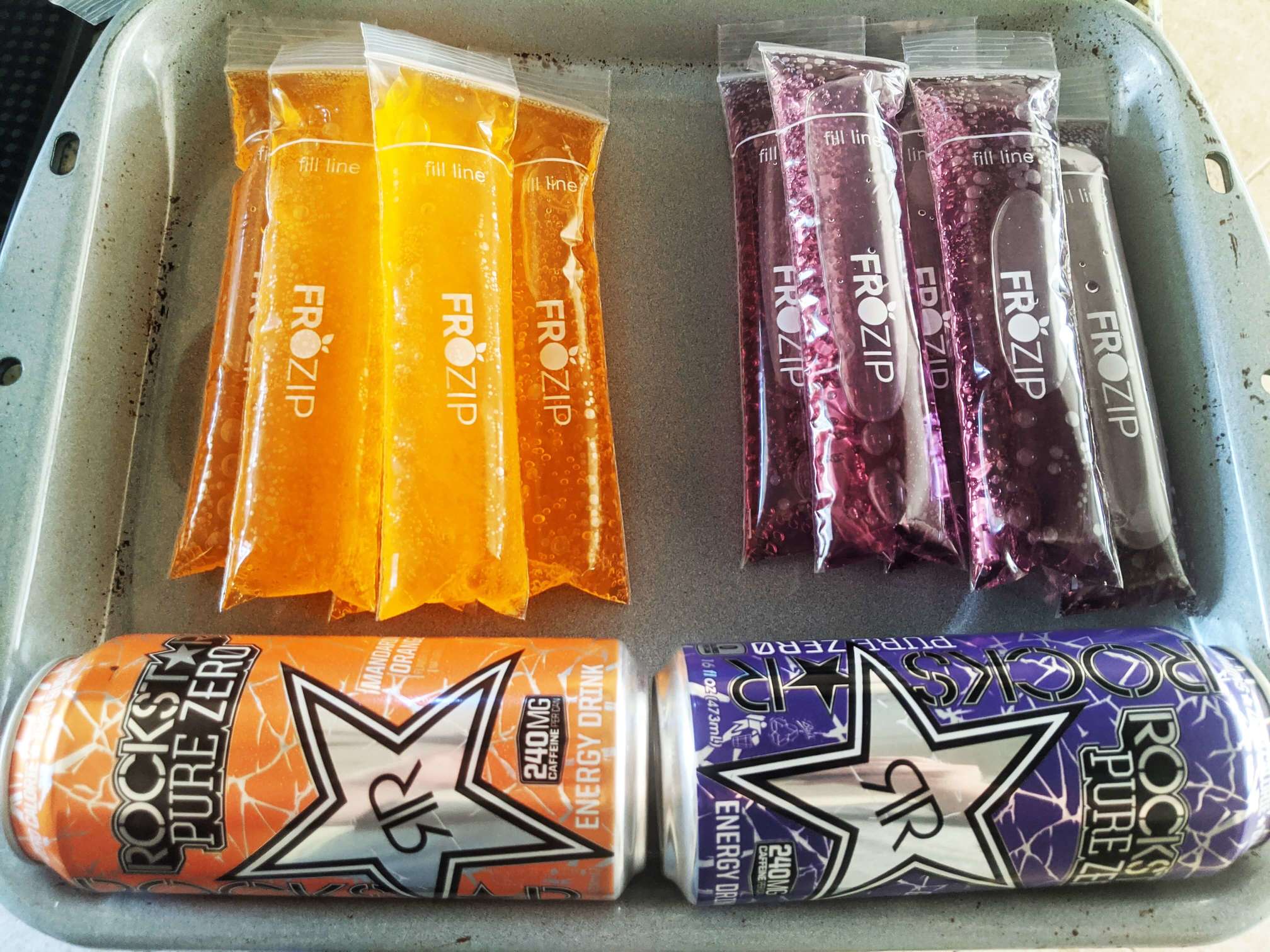 Tray of Rockstar Alcoholic Popsicles